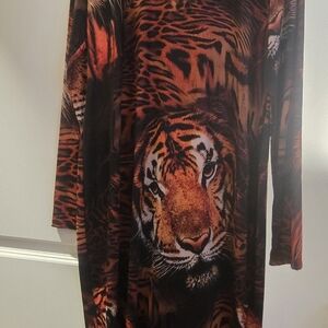 Tiger Print Long Sleeve Dress